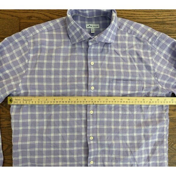 Peter Millar Button Shirt Men's M Franklin Crown Cool Linen-Blend Sport Lavender - Picture 3 of 7